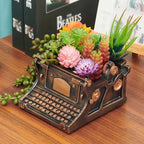 Typewriter Decorative Planter Plant Gift - Desk Decor Succulent Pot for Indoor Plants Typewriter Home Shelf Office Decor Small Flower Pot with Drainage