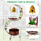 DREAMSOUL Bird Bath with Flower Planter, Vintage Copper Birdbath with Bird House, Metal Bird Bath for Outside Garden Yard