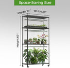 Plant Stand with 6 Pack 3-Color Grow Lights, 36" W x 14" D x 63" H, 4-Tier Plant Shelf with Thermometer & Timer, Wide Plant Rack for Indoor Gardening, Seed Starting, Herbs & Flowers