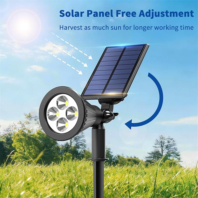 8 Pack Solar Lights Outdoor Waterproof IP65,3000K Super Bright LED,2 Lighting Modes, Solar Powered Yard Garden Solar Spot Lights for Flag Landscape Auto On/Off