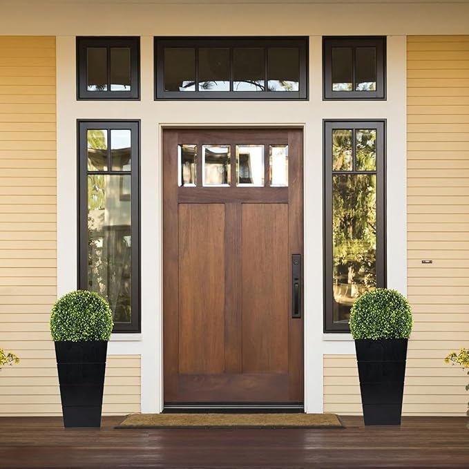29in Artificial Plants with LED Lights,Artificial Boxwood Topiary Trees Artificial Outdoor with Pot, Artificial Plant Shrub for Front Porch Home Office Decor… ﻿ ﻿