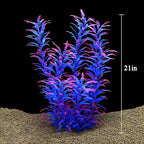 2 pcs Aquarium Decor Plastic Plants Extra Large 21 Inches Artificial Fish Tank Plants Tall Fish Tank Decorations Artificial Green Water Plants (Purple)