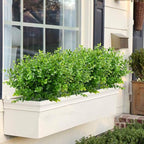 24 Bundles Outdoor Artificial Boxwood UV Resistant Fake Stems Plants, Faux Plastic Greenery for Indoor Outside Hanging Plants Garden Porch Window Box Home Wedding Farmhouse Décor
