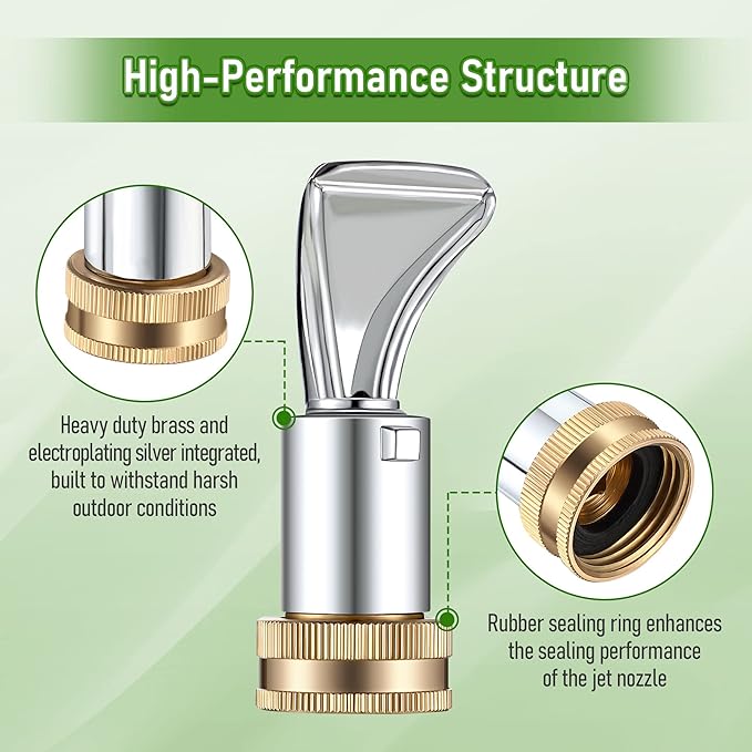 Dreyoo 3/4'' Heavy Duty Sweeper Nozzle for Gutter Cleaning Wand Replace Compatible with Dramm 22311, Brass Garden Hose Nozzle Suitable for Cleaning Gutters Sidewalks Driveways Watering
