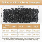 Mulctun 2lb Black Rocks for Planters- 1/4" - 3/4" Polished Black Stones Smooth Flat Pebbles for Fish Tanks Decorative River Rocks for Vases Bonsai Pots Garden Stones for Landscaping and Yards