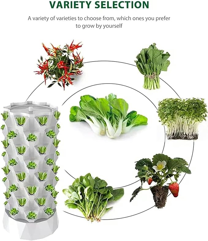 FLTRGO Hydroponic Garden Tower, Vertical Hydroponic Growing System, Vegetable Plant Tower, Hydroponics Tower Set for Herbs, Fruits and Vegetables,48 pots