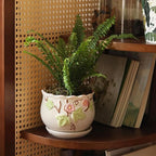 Ceramic Plant Pots with Drainage Holes and Saucers, Round Flower Pots for Indoor Plant, 4/5.2/6.6 Inches Vintage Flower Planters Set of 3