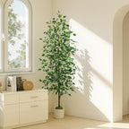 Fake Ficus Tree 6FT, Artificial Tree with Pot for Indoor Outdoor, Lifelike Faux Floor Plants with Moss Topper and Cotton Basket, Home Office Living Room Bedroom Doorway Hallway Decor