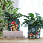 GUGUGO 8 Inch Colorful Mushrooms Planters Cute Unique Rainbow Planter with Drainage, Vintage Retro Flower Plant pots for Indoor Plants, Eclectic Succulent Gardening Pot for Boho Modern Home Décor (C)