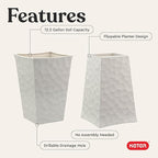 Keter Stone Tapered Planter Set of 2, Tall 26.4‑Inch Resin Outdoor Flower Pots with Stone‑Look Finish and 12.2‑Gallon Capacity, Cream