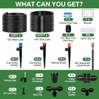 230FT Drip Irrigation System for Garden with 38pcs Adjustable Copper Nozzles & Emitters, Automatic Garden Watering System with 1/2" & 1/4" Tubing for Raised Bed, Yard, Greenhouse, Potted Plants, Lawn