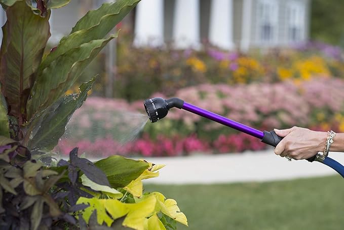 Dramm RainSelect Rain Wand – 16 Inch Aluminum Watering Wand with 9-Pattern Adjustable Spray Head & One Touch Thumb Control Valve – Garden Hose Wand for Containers, Raised Beds– Green