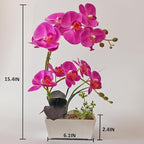 Purple Orchid Artificial Flowers Indoor Large Faux Orchids in Pot Phalaenopsis Flowers Arrangement Fake Flowers Dining Table Decor Centerpiece Bathroom Plants Home Decoration