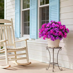 INXUGAO Artificial Flowers for Outdoors Decoration, 5 Bundles Faux Hydrangea UV Resistant Fake Arrangements Plants for Indoor Outside Garden Front Porch Spring Summer Decor, Purple