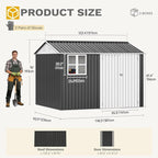 DWVO 10x8ft Metal Outdoor Storage Shed with Window, Lockable Tool Storage Sheds, Oversized Steel Garden Sheds with Sloped Roof for Backyard, Patio, Garage, Lawn (Gray + White)
