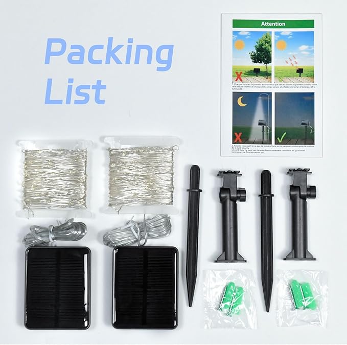 cshare Solar Fairy Lights Outdoor Waterproof,16.4ft 50LED Solar String Lights for Outside 8 Modes 2 Packs for Patio Backyard Garden Wedding Deorations Cool White