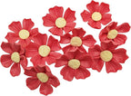 BTMIEY 10 PCS 3D Flower Ceramic Tiles,1.6" Handmade Procelain Ceramic Flowers for Artwork,Fish Tank,Vases,Living Room, Dining Table,Office, Home Floral Decor (Single-Flowered Red)
