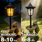 Solar Rabbit Garden Statue for Outdoor Decor with Lantern - Lawn Decoration 15.8“ Tall Bunny Figurine Lights for Patio, Yard, Porch Ornament - Valentine's Day Gifts for Mom, Grandma, Women