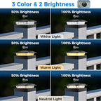 Peasur 4x4 Solar Post Cap Lights Outdoor with 3 Modes, 16 Packs Fence Light Solar Powered Waterproof for Wood/Vinyl Posts for Deck Yard Garden Patio Outside