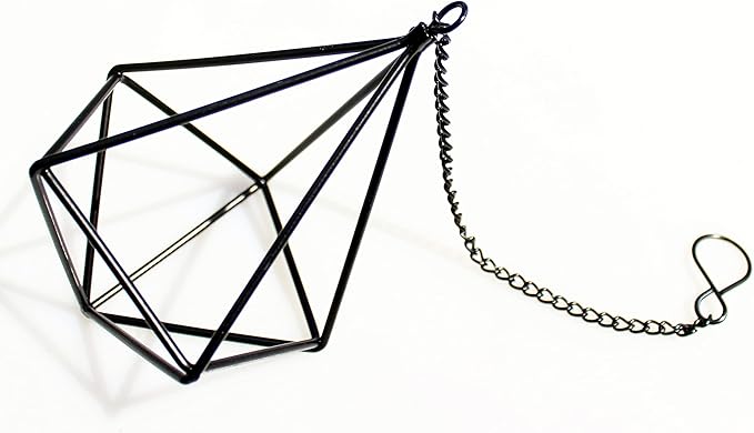 ZOOELAY Air Plants Hanging Holders Indoor Small Metal Airplants Rack Hanger Himmeli Geometric Planter Tillandsia Air Ferns Display with Chains 6 Pcs Black Diamond Shape …