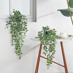Artificial Hanging Plants Fake Small Potted Plants Faux Mandala Vines Plastic Greenery Plants for Living Room Shelf Tabletop Decor (2 PCS)