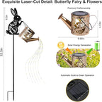 Solar Watering_Can Light with Bunny Silhouette Stake & Fairy Design - Cascading LED String Light for Garden Yard Patio Decor, IP65 Waterproof Outdoor Gift for Mom, Women, Birthday, Housewarming