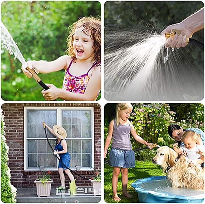 J&B XpandaHose 75ft Expandable Garden Hose - Heavy Duty Superior Strength 3750D - 4 -Layer Latex Core - Extra Strong Brass Connectors and Storage Bag (Black 75)