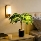 20'' Lighted Palm Tree Faux Plant with LED Lights - USB & Battery Box Powered - Artificial Palm Tree for Living Room, Home Decor, Indoor Decoration (Palm Leaf)