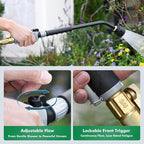 RESTMO Heavy Duty Full Metal Long Watering Wand, 24 Inches Gentle Soft Full Shower Sprayer Wand with Flow Control, Hose Wand for Hanging Baskets, Shrubs, Plants, Flowers, Garden and Lawn, Flash Black