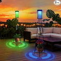 Aialun Solar Outdoor Floor Lamps with USB Charging, 5 Mode White&RGB Light Solar Outside Floor Lamps, 45.67 Inch Tall Standing Lamp with Double Plant Stand for Patio, Porch, Deck, Yard Decor, 2 Pack