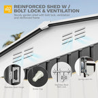 DWVO 10x8ft Large Tool Storage Shed with Window, Lockable Doors, and Sloped Roof, Oversized Steel Outdoor Storage Shed for Garden, Patio, Garage, Backyard, Lawn - Gray & White