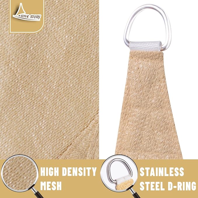 LOVE STORY Custom Size 12'x15' Sand Sun Shade Sail Rectangle UV Block Canopy Patio Sail Sunshades Fabric for Outdoor Garden Carport (We Make Custom Size)