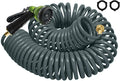 Coil Hose 25FT EVA Coil Garden Hose With 3/4'' Brass Connector Coiled Water Hose Lightweight And No Kink Includes 7 Patterns Spray Nozzle For Outdoors Lawn Watering Car Washing