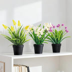 3 Pack Fake Small Plant Artificial Potted Flowers for Home Decor Fake Flower Plant Greenery Mini Faux Plant for Indoor Bedroom Living Room Office Shelf Bathroom Farmhouse Decor (Type 9)