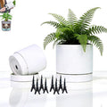 GreenShip 2pcs Plant pots, self Watering pots for Indoor Plants (White, 4.7in+6in)
