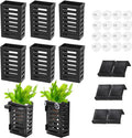 Lawei 8 Pack Hanging Aquarium Plant Holder, Plastic Aquatic Plant Pot with 48 Hooks and 16 Suction Cups, Planter Cups for Aquarium Decorations Accessories Fish Tank Live Plants