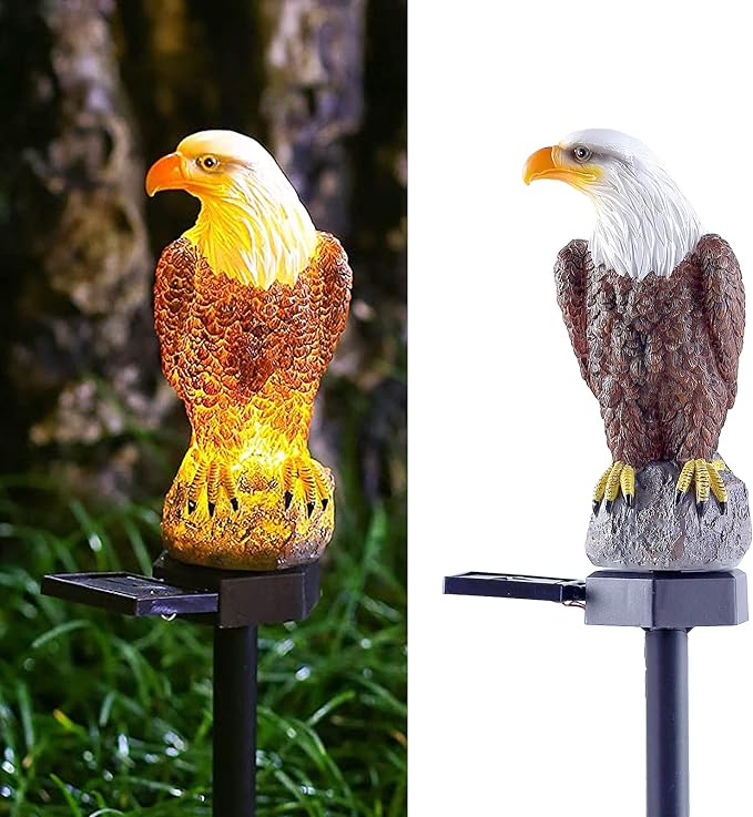 Eagle Figurine Garden Solar Stake Light Eagle Solar Lights Outdoor Decorative Bright Light Eagle Statue for Garden, Lawn, Patio, Yard Decoration（2pack）