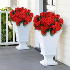 14Pcs Geranium Artificial Flowers for Outdoors Decoration Geranium Silk Flowers Outsides UV Resistant Garden Plants Faux Flower for Front Door Garden Porch Planter Patio Balcony Yard Indoor Home (Red)