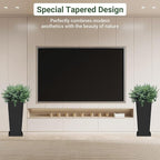 Metal Tall Planters 24 inch Set of 2, Durable Taper Planter with Drainage Holes & Rust-Proof Coating & Trays for Outdoor Indoor Garden Patio Front Door