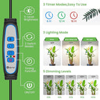 Plant Grow Light, 80LED Growing Light Full Spectrum for Indoor Plants, Height Adjustable 10"-65", Auto Timer 6/12/16H, 3 Optional Spectrums, Idea for Large Plant Light, 5V, Black, 1 Pack