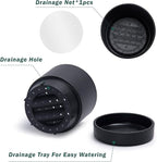 Phoenix Vine 4 Inch and 6 Inch Planter Pot with Drainage Hole & Deep Water Catch Tray Saucer, Straight Cylindrical Round Pot for Plants, Matte Black, 23-A-2-Z