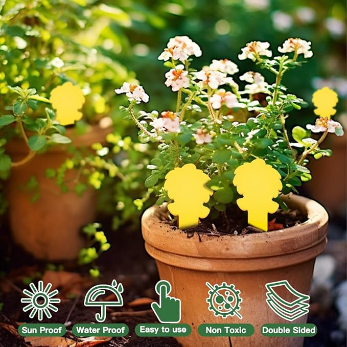 58 Pack Flying Insect Traps for Plants – Yellow Sticky Traps for Gnat, Fly & Flying Bug, Indoor Outdoor Flying Bug Catcher for Pots, Garden & Kitchen, Kid & Pet Safe, Non-Toxic (58 Pcs Ice Cream)