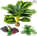 Moonorange Reptile Artificial Plants, Terrarium Plants Decorations Supplies, Aquarium Fish Tank Plant, Amphibian Habitat Hideout Tank Accessories(L Set-3pcs/C)