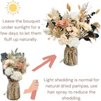 Luxury Floral Arrangement with Vase - Pampas Grass & Artificial Flowers for Kitchen Island, High End Centerpiece Decor, Coffee Table & Dining Table, Farmhouse Boho Home Decor with Dried Flowers