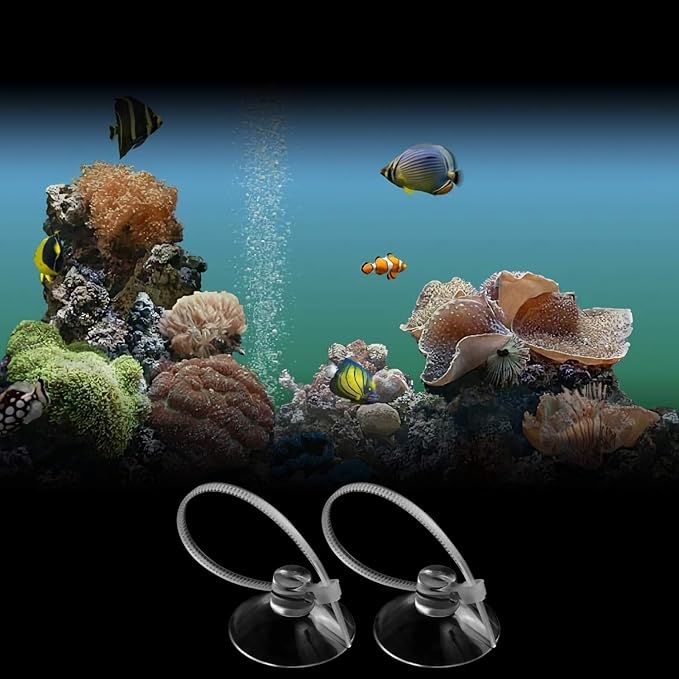 FEBSNOW Aquarium Suction Cups, Fish Tank Suction Cups Aquarium Suction Cup Clip Suction Hooks with 30 PCS Adjustable Cable Ties for Plants, Planter, Binding Moss Shrimp Nest (10)
