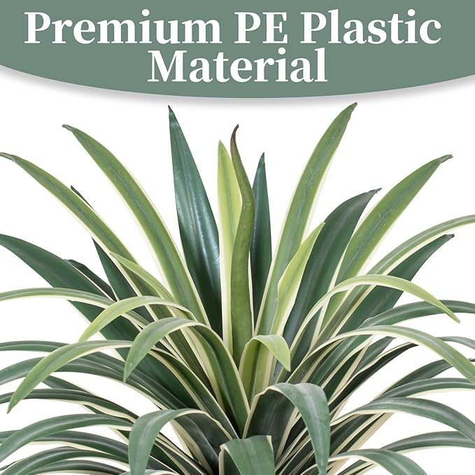 Artificial Agave Plant 19.68Inch UV Resistant Faux Agave Plant Outdoor Large Fake Plants Indoor Realistic Artificial Plants Without Pot for Outdoor Patio Garden Indoor Home Decor (2 Packs)