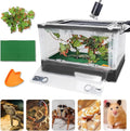 RunDuck Foldable Reptile Terrariums Kits with Plant, Feeding Bowl, Carpet, Easy to Carry, Easy to Move with Wheels, Heat-Resistant Material, Suitable for Lizard Tortoise Leopard Gecko (Black)