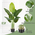 Lifelike Bird of Paradise Artificial Plant,4ft Faux Banana Leaf Tree with 9 Trunks - Perfect Indoor Silk Floor Plant for Home Decor in Living Room, Office, and Bedroom (Set of 2)