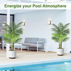 Triple Golden Cane Palm Artificial Tree 4ft Tall Large Faux Tropical Palm Tree UV Resistant Fake Plant in Pot for Indoor Outdoor Big House Living Room Patio Office Home Outside Decor 2Pack