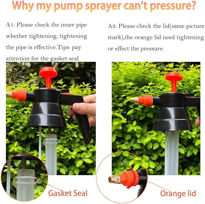 MRPAPA Pressurized Hand Sprayer - Multi-Purpose Garden Sprayer 35 Oz with Adjustable Nozzle (1L-Orange)